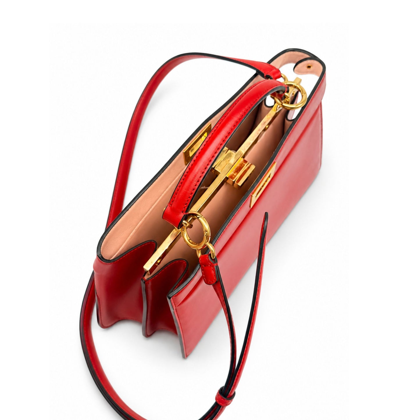 Fendi East West Peekaboo Red Handbag