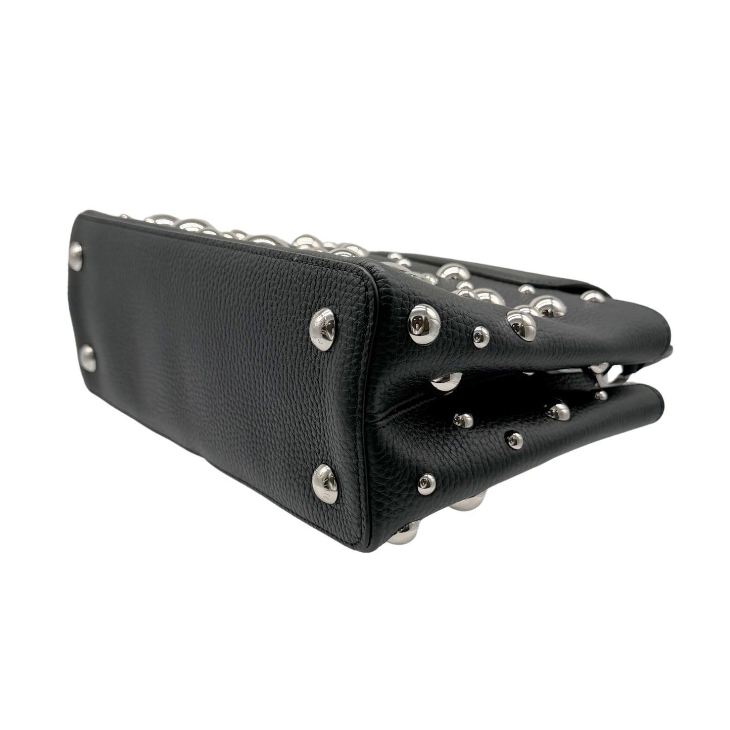 Louis Vuitton x Yayoi Kusama Capucine MM Black and Brass Metal Dots Bag