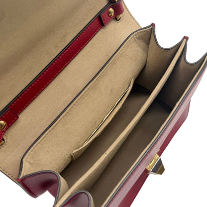 Fendi Khan Small Red Zucca with Chain Shoulder Strap