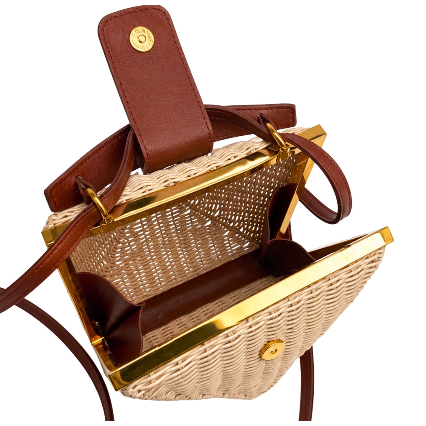Valentino Stud Wicker Clutch with Crossbody Strap
