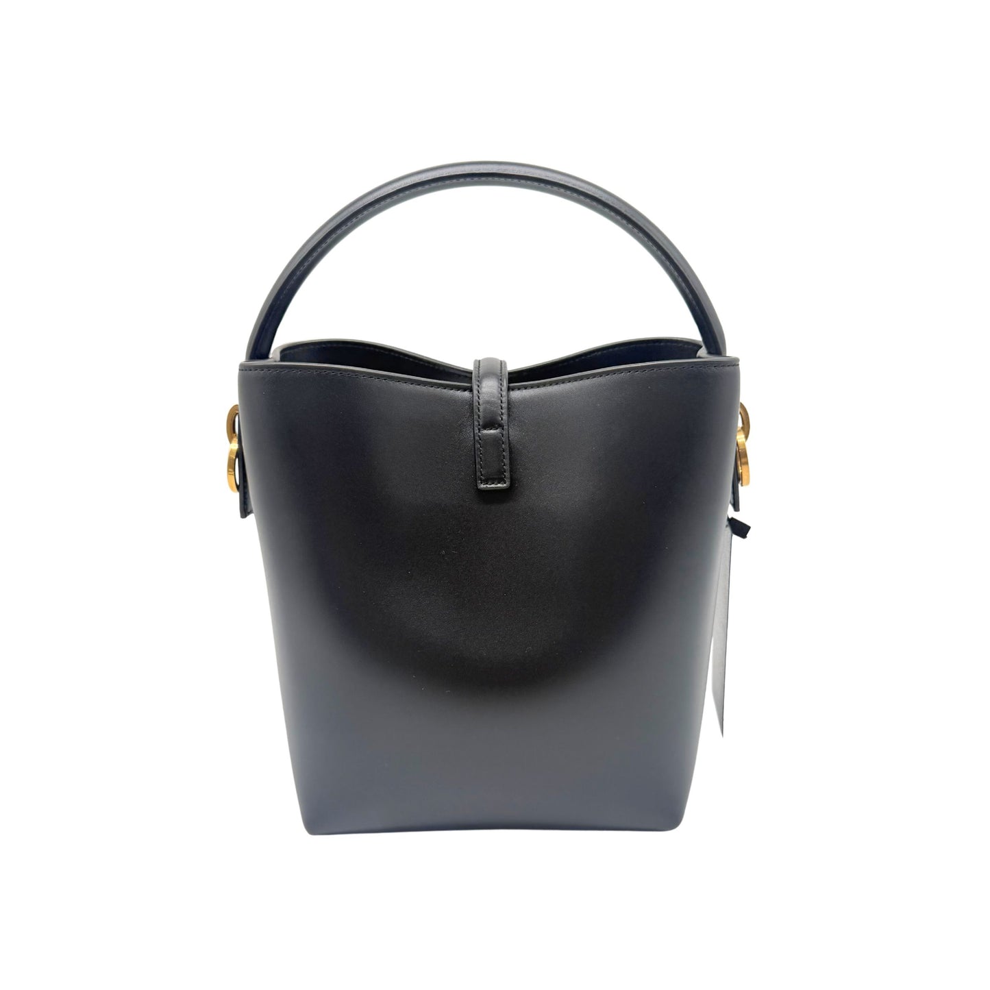 YSL Black Leather Bucket Bag