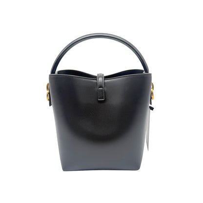 YSL Black Leather Bucket Bag