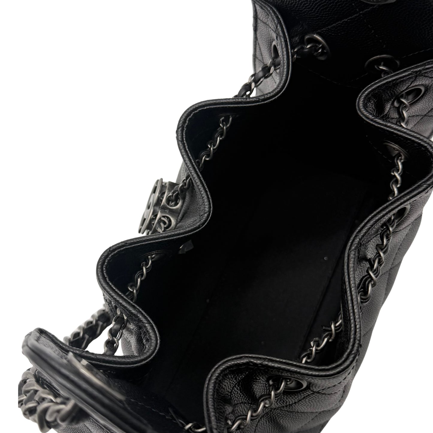 Chanel 25 Mini Black Caviar with Ruthenium Hardware