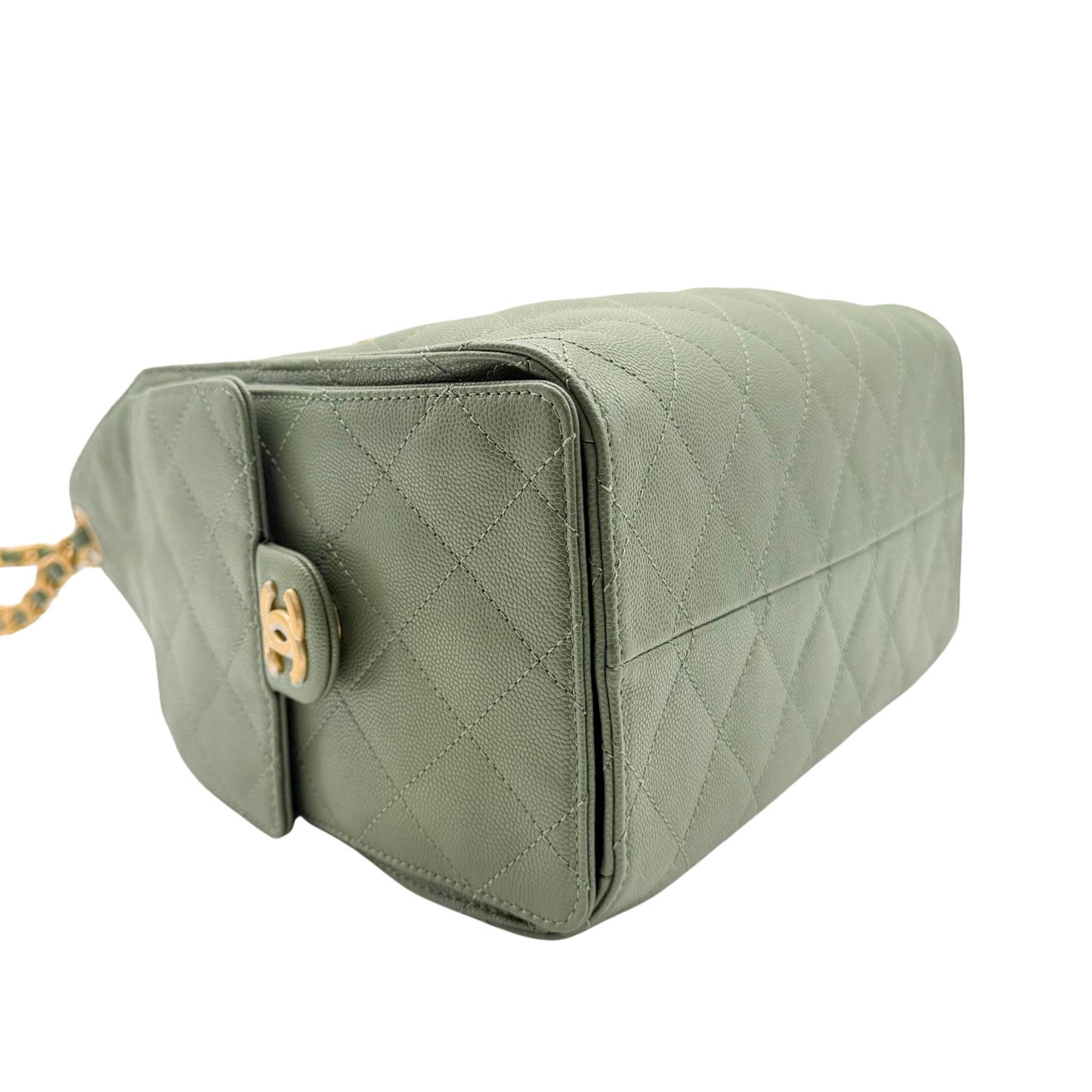 Chanel 25 Small Green Caviar Shoulder Bag