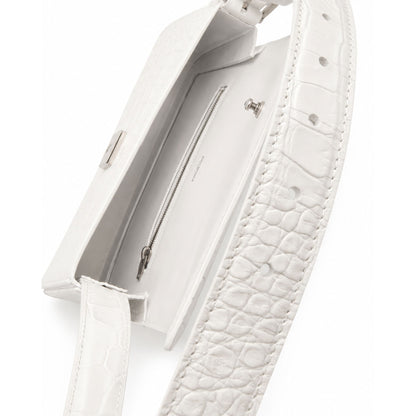 Balenciaga Ghost White Crocodile Shoulder Bag