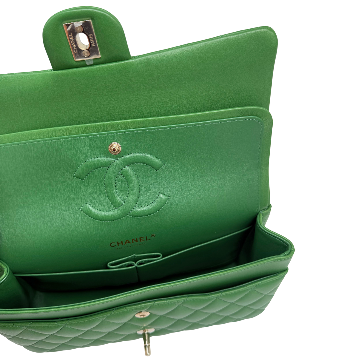 Chanel Classic Medium Double Flap Bag Kelly Green