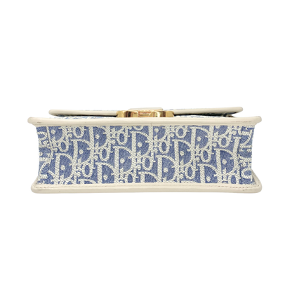Dior 30 Montaigne East -West Grey Canvas Oblique Bag with Chain