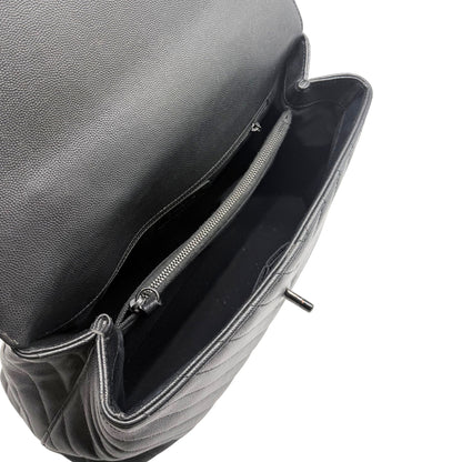 Chanel Coco Handle Flap Bag in Chevron Caviar with So Black Hardware