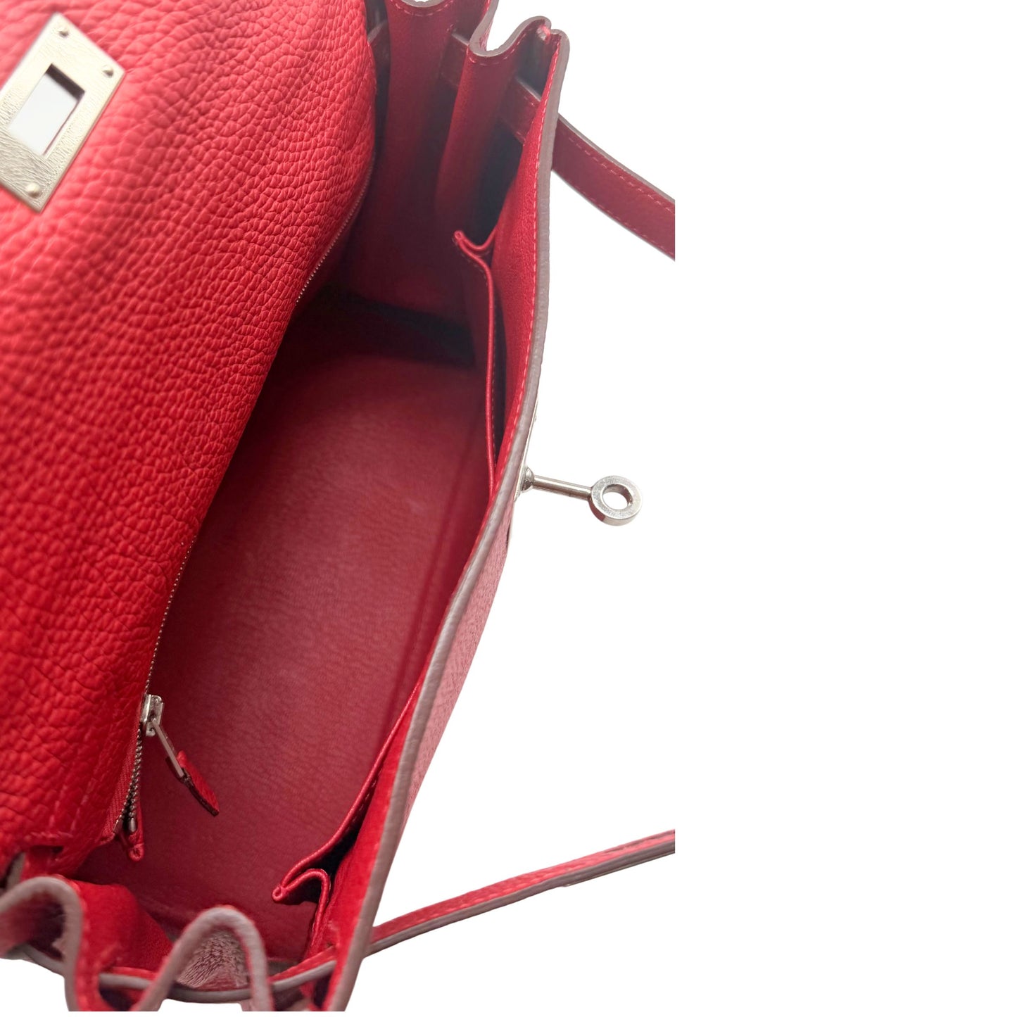 Hermes Kelly 28cm Rouge Casaque Togo Palladium Hardware