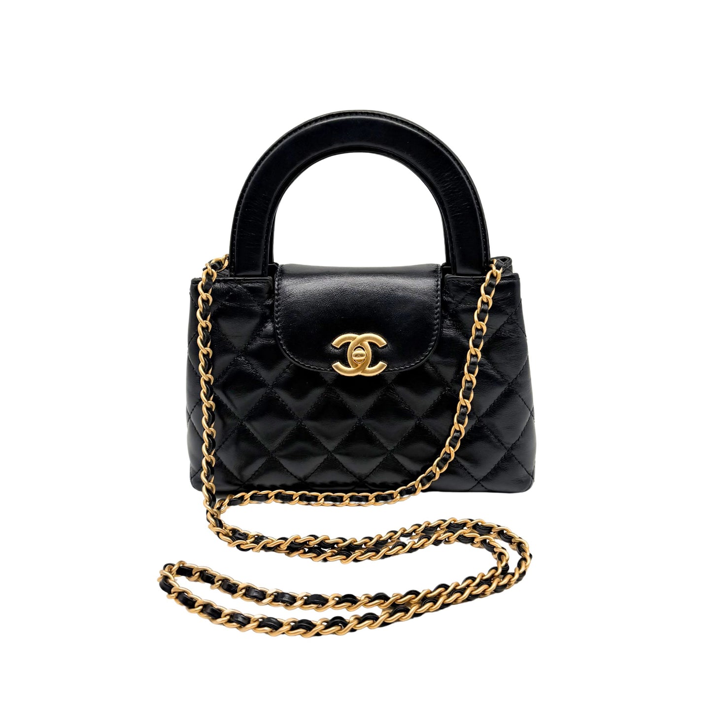 Chanel Kelly Nano Shopper in Black with Gold Hardware