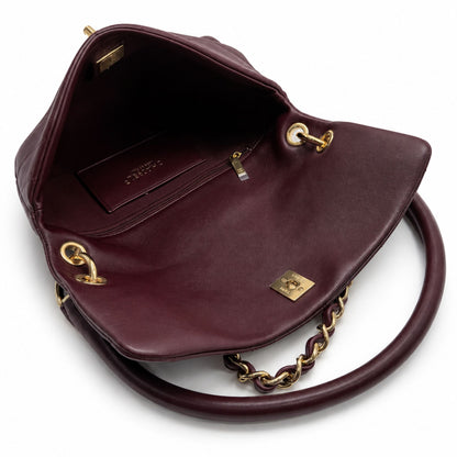 Chanel Dark Burgundy Lambskin Flap Shoulder Bag with Gold Hardware