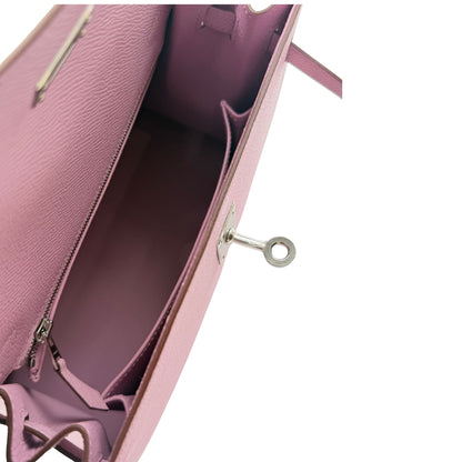 Hermes Kelly 25cm Mauve Sylvestre Palladium Hardware