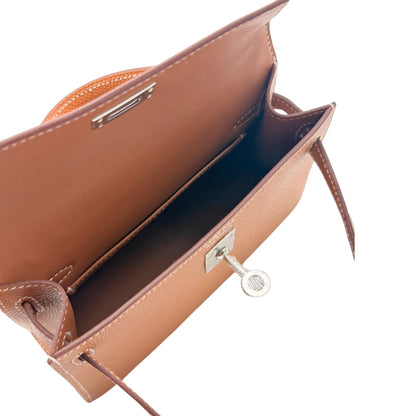 Hermes Mini Kelly in Gold Epsom with Palladium Hardware