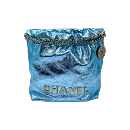 Chanel 22 Metallic Blue Mini