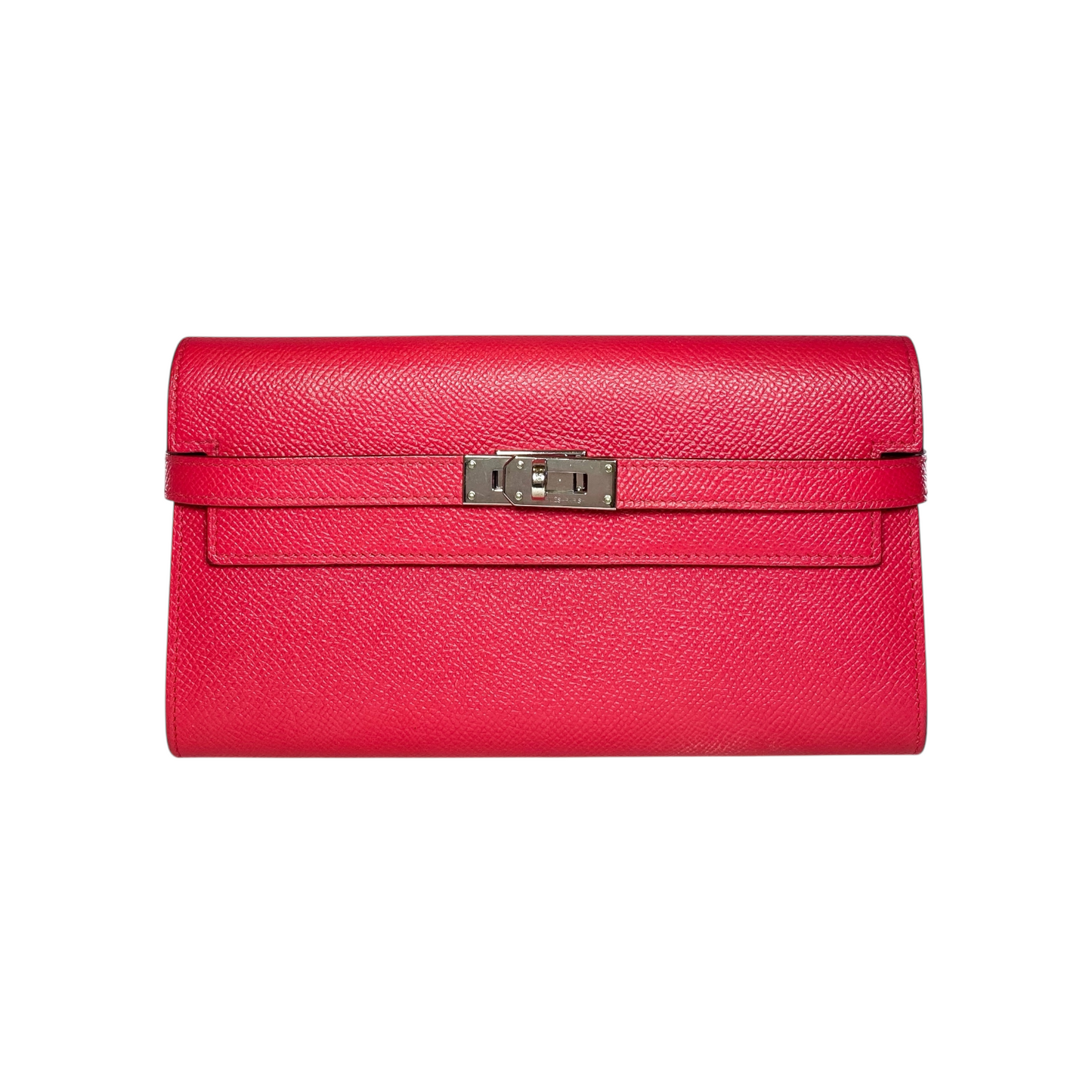 Hermes Kelly Wallet Framboise Epsom Palladium Hardware