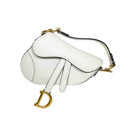 Dior White Mini Saddle Bag