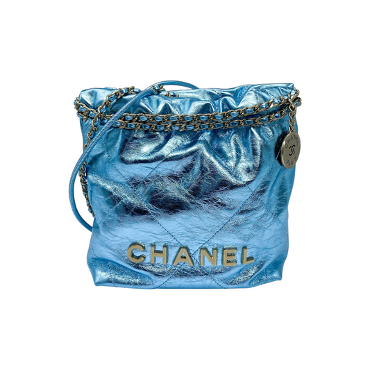 Chanel 22 Metallic Blue Mini