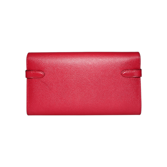 Hermes Kelly Wallet Framboise Epsom Palladium Hardware