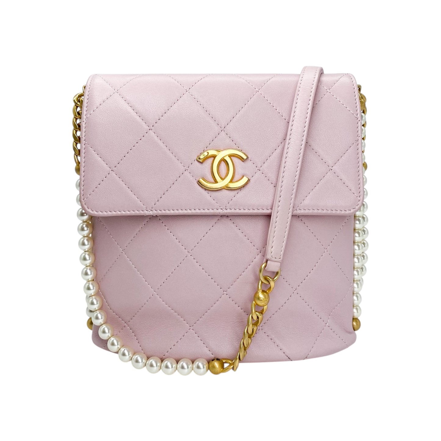 Chanel Pink All About Pearls Hobo Crossbody Bag