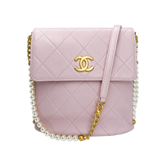 Chanel Pink All About Pearls Hobo Crossbody Bag