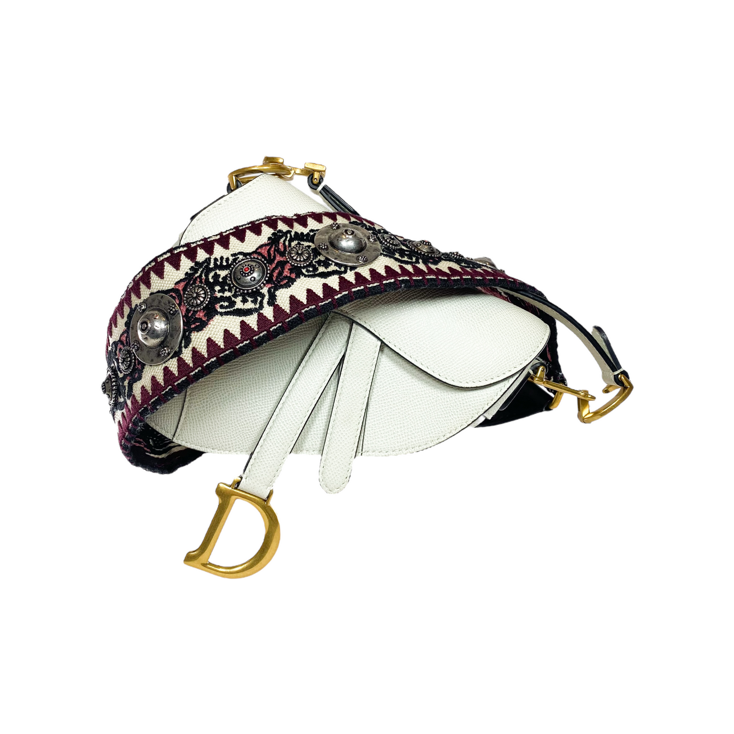 Dior White Mini Saddle Bag