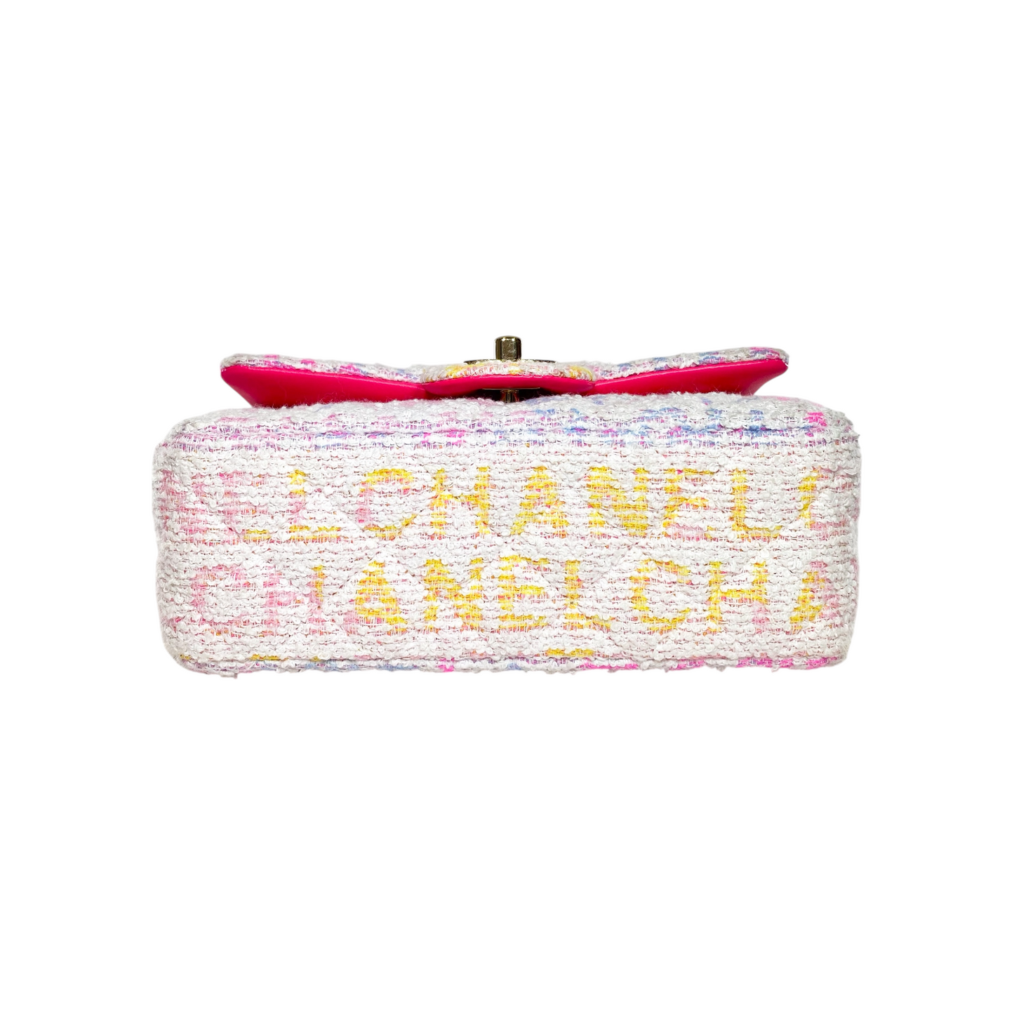 Chanel White Pink Tweed Mini Rectangle