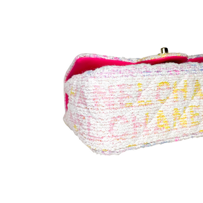 Chanel White Pink Tweed Mini Rectangle