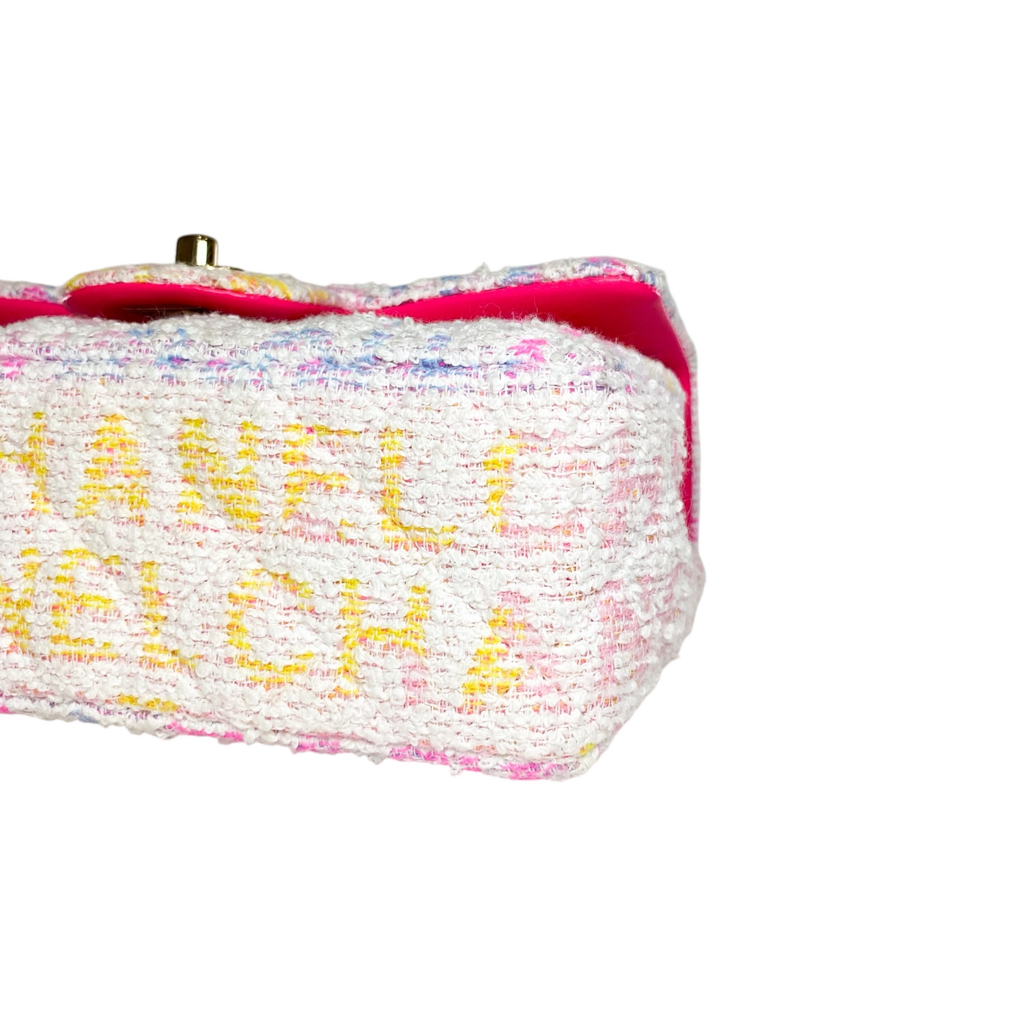 Chanel White Pink Tweed Mini Rectangle