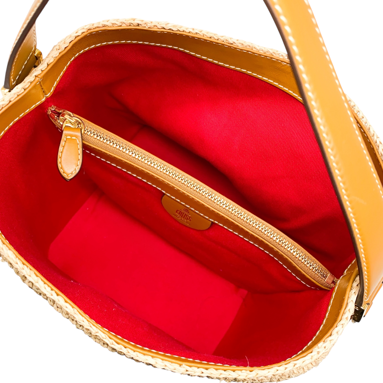 Mark Cross Beige Raffia Bucket Bag