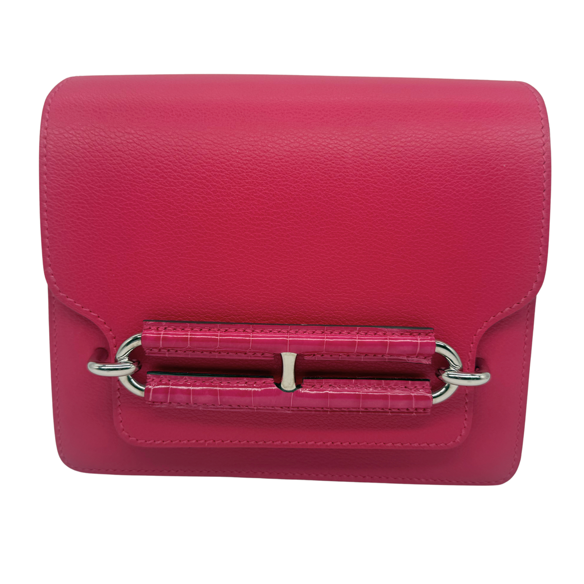 Hermès Mini Roulis 18 Rose Mexico Allegator Touch/ Swift Palladium Hardware