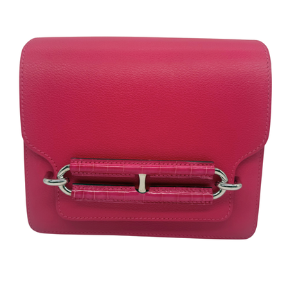 Hermès Mini Roulis 18 Rose Mexico Allegator Touch/ Swift Palladium Hardware