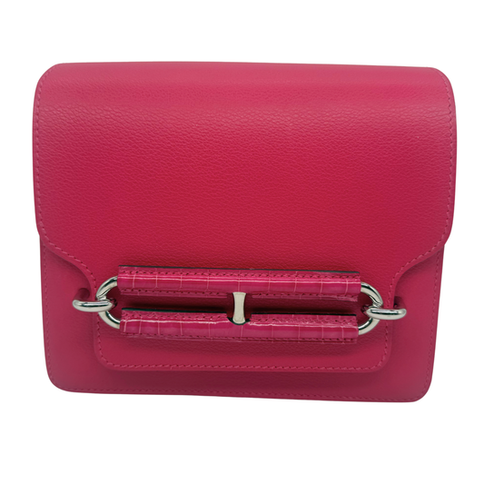 Hermès Mini Roulis 18 Rose Mexico Allegator Touch/ Swift Palladium Hardware