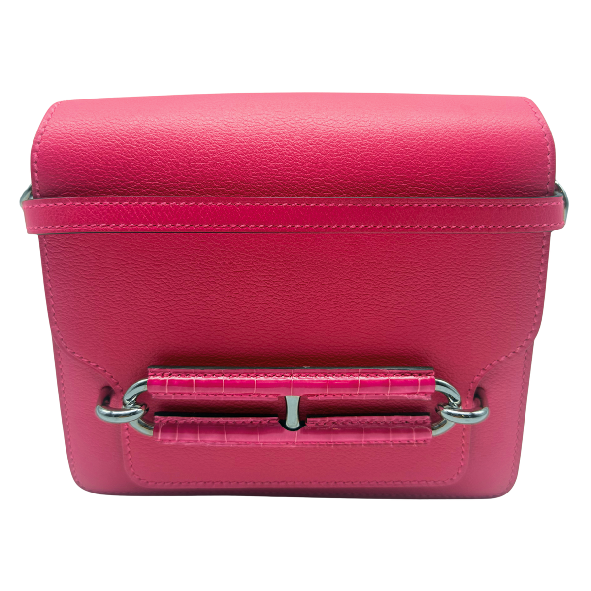 Hermès Mini Roulis 18 Rose Mexico Allegator Touch/ Swift Palladium Hardware