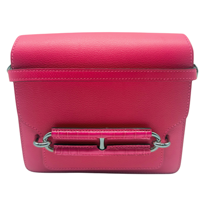 Hermès Mini Roulis 18 Rose Mexico Allegator Touch/ Swift Palladium Hardware