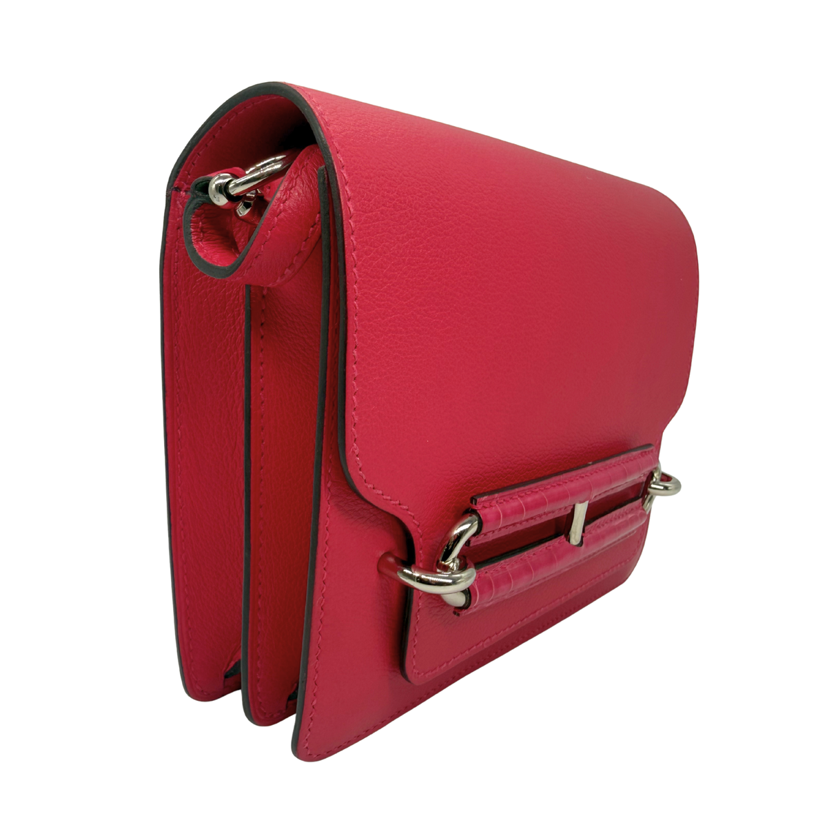 Hermès Mini Roulis 18 Rose Mexico Allegator Touch/ Swift Palladium Hardware