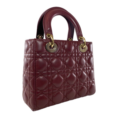 Dior Burgundy Small Lady Dior with Charm Strap GHW