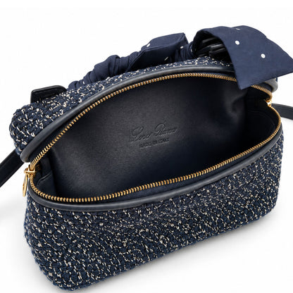 Loro Piana L19 Blue Tweed Silk Scarf Crossbody Bag