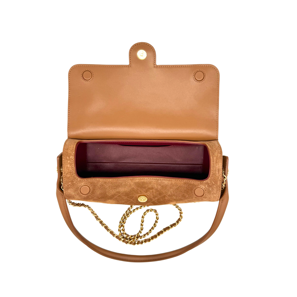 Chanel Brown Suede Turn Around Clutch