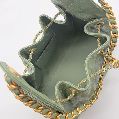 Chanel 25 Small Green Caviar Shoulder Bag