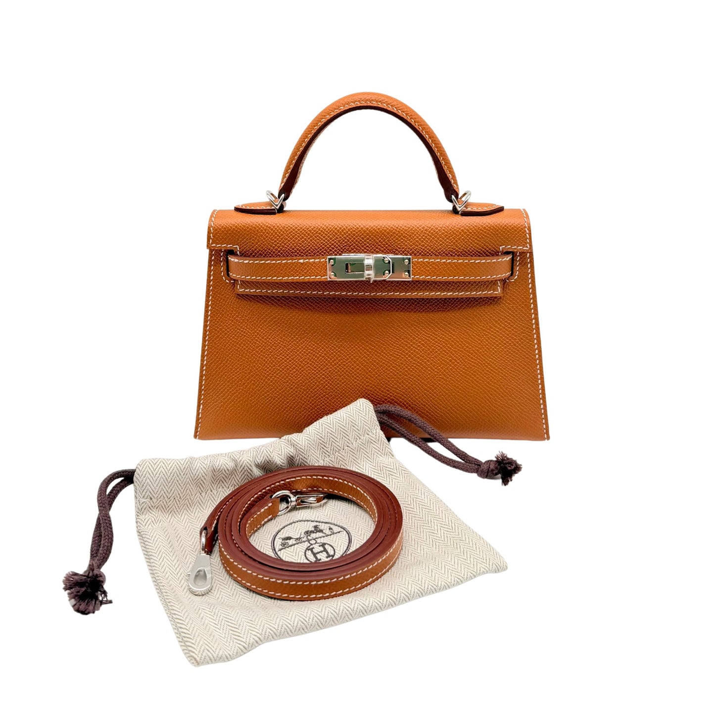 Hermes Mini Kelly in Gold Epsom with Palladium Hardware