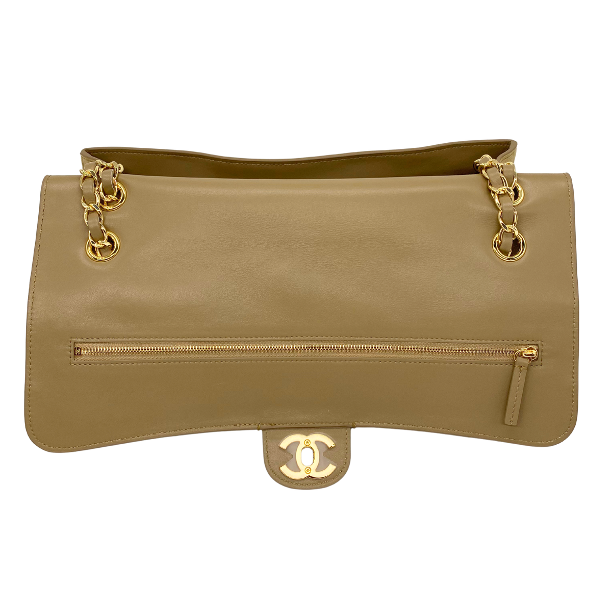 Chanel Khaki Souplissimo 32 Suede Gold Hardware