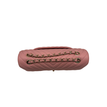 Chanel Chevron Quilted Caviar Medium Double Flap Bag Light Sakura Pink