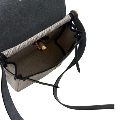 Hermés Mini Herbag in Noir Canvas with Toil