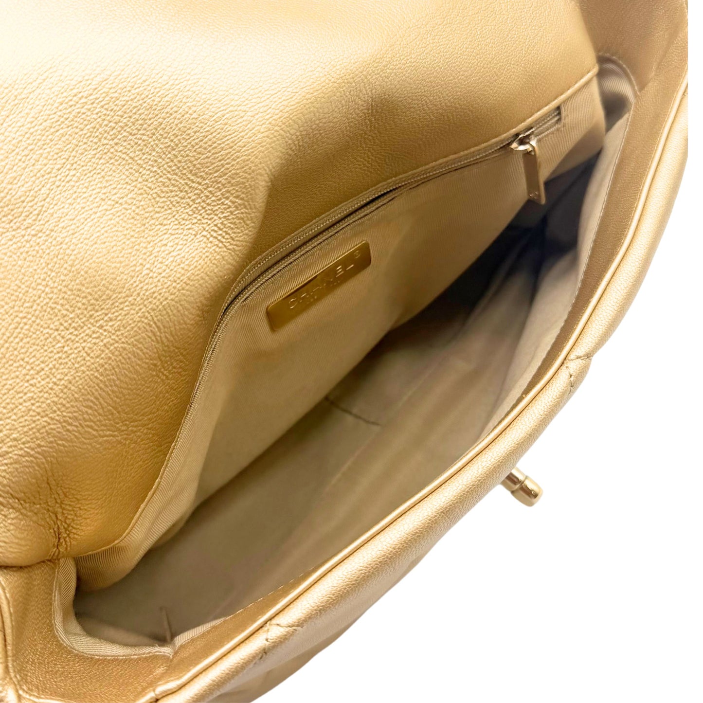 Chanel 19 Large Gold Lambskin Flap Bag