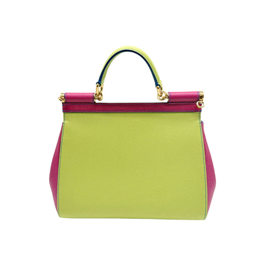 Dolce and Gabbana Miss Sicily Lizard and Calfskin Multicolor Handbag