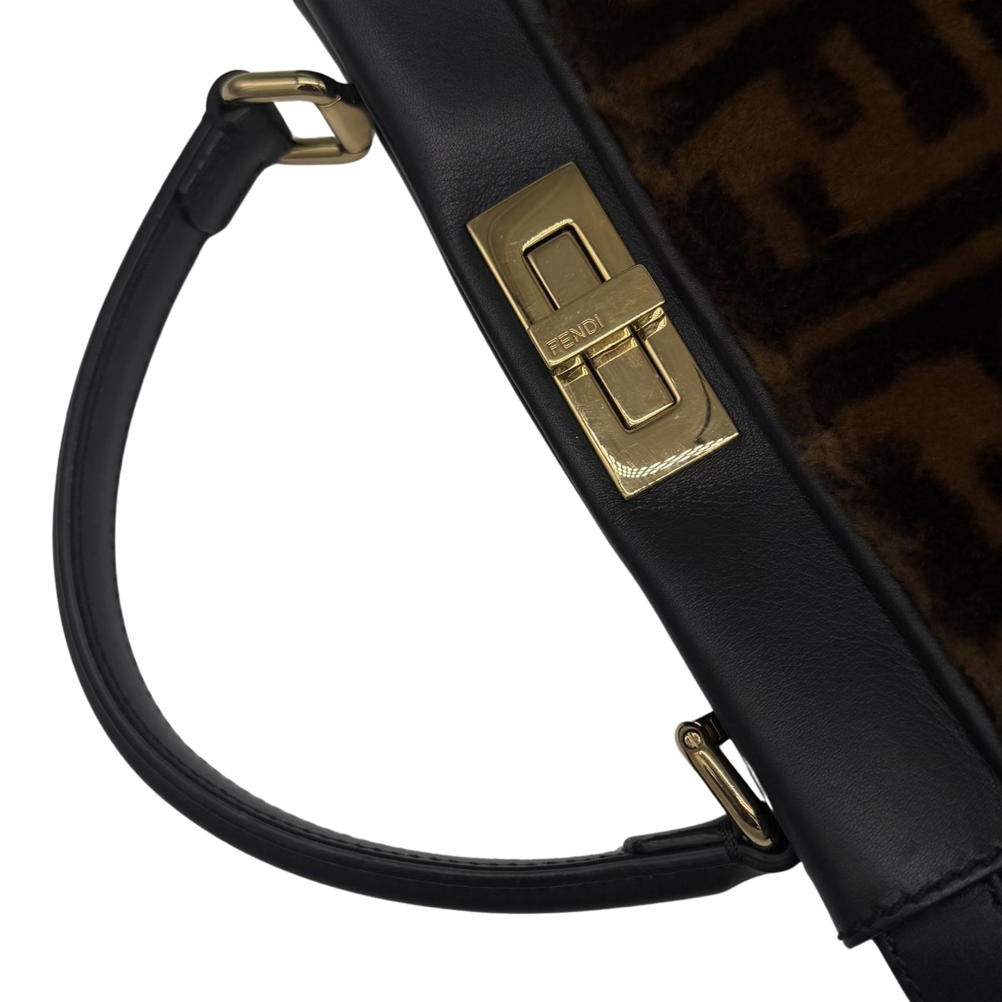 Fendi Brown Black Shearling Peekaboo