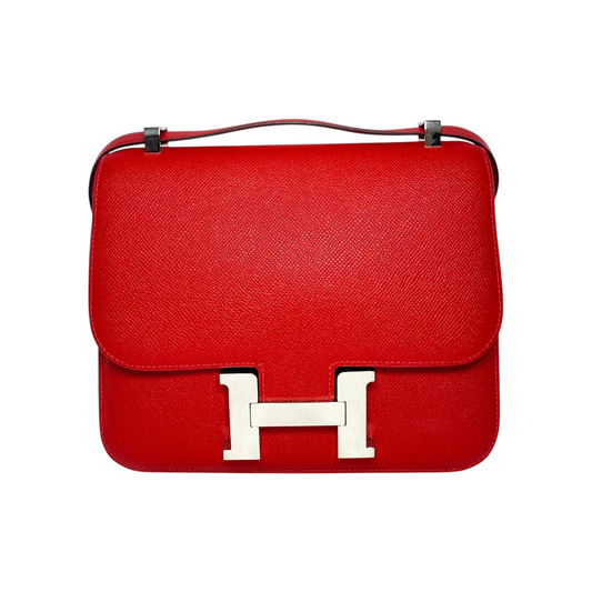 Hermes Constance 24 Rouge Casaque Epsom Palladium Hardware