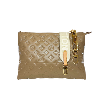 Louis Vuitton Taupe Embossed Monogram Coussin MM
