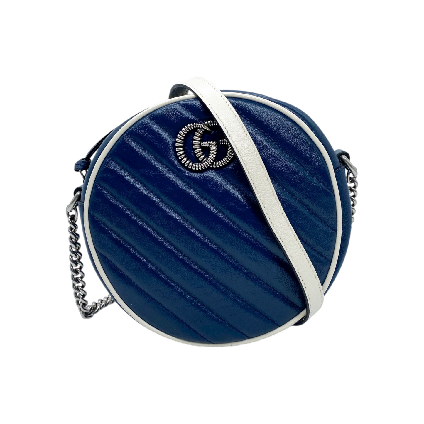 Gucci Navy Round Marmont Camera Bag