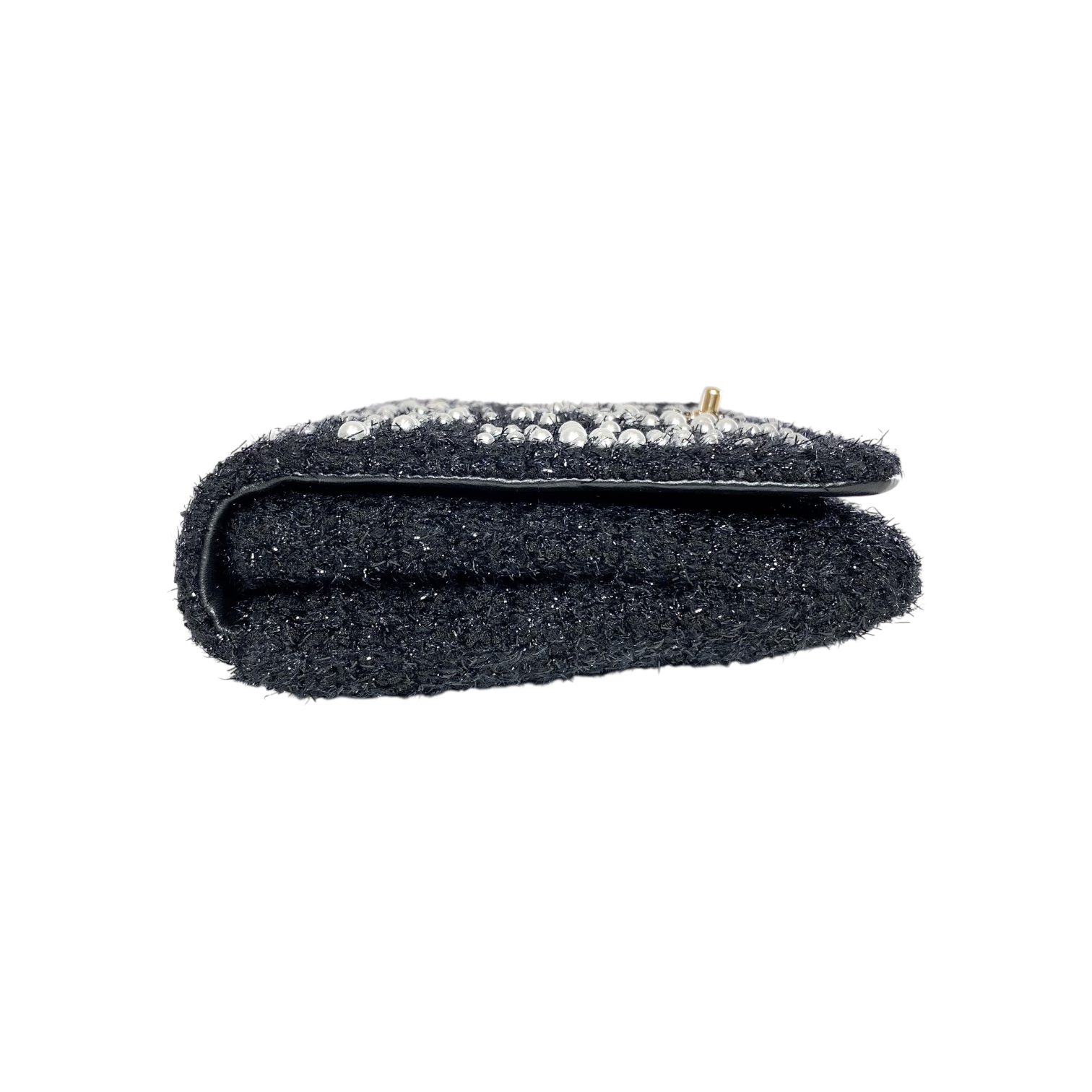 Chanel Black Paris Cosmopolite Pearl Fantasy Tweed Flap Clutch